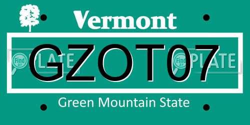 GZOT07 Vermont License Plate