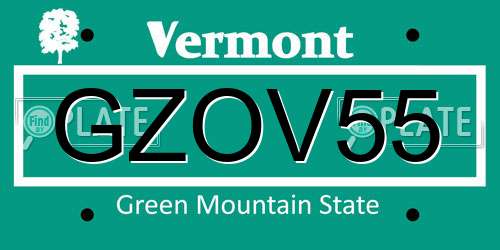 GZOV55 Vermont License Plate