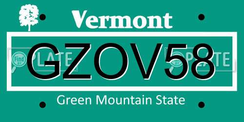 GZOV58 Vermont License Plate