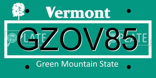 GZOV85 Vermont License Plate