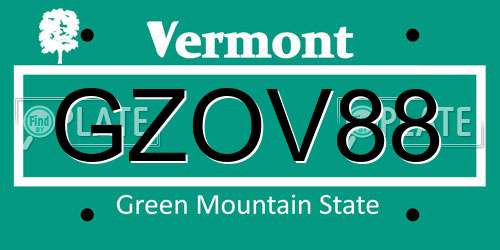GZOV88 Vermont License Plate