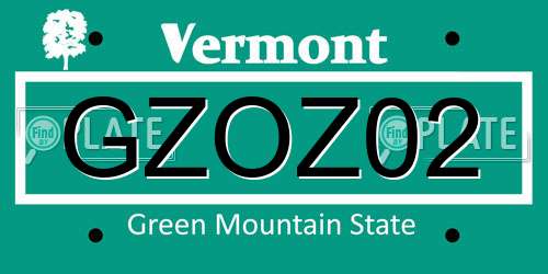 GZOZ02 Vermont License Plate