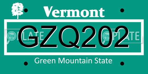 GZQ202 Vermont License Plate