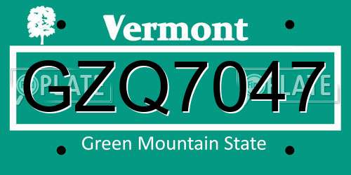 GZQ7047 Vermont License Plate