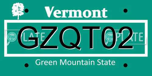 GZQT02 Vermont License Plate