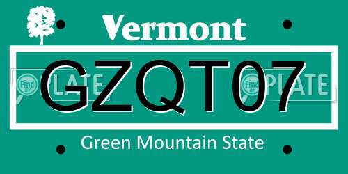 GZQT07 Vermont License Plate
