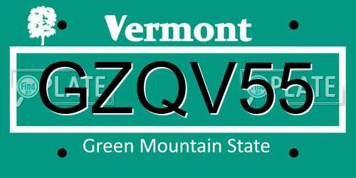 GZQV55 Vermont License Plate