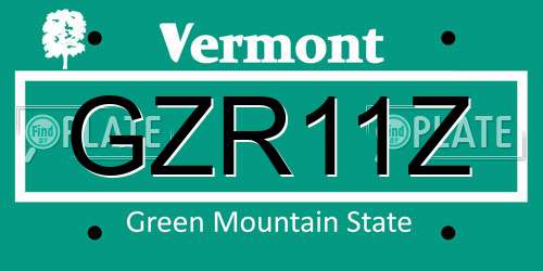 GZR11Z Vermont License Plate