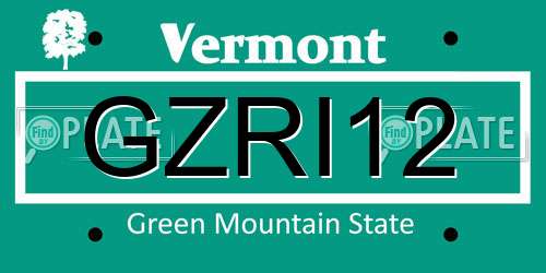 GZRI12 Vermont License Plate