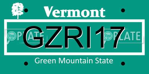GZRI17 Vermont License Plate