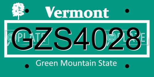 GZS4028 Vermont License Plate