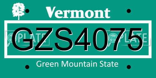 GZS4075 Vermont License Plate