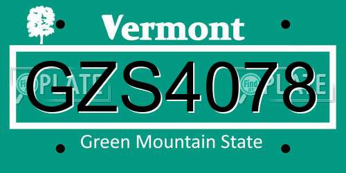 GZS4078 Vermont License Plate