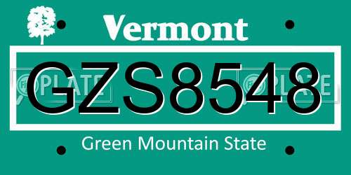 GZS8548 Vermont License Plate