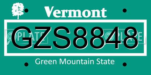 GZS8848 Vermont License Plate