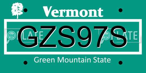 GZS97S Vermont License Plate