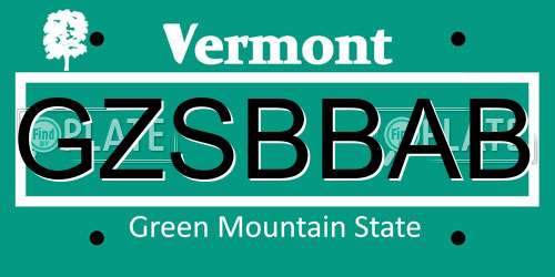 GZSBBAB Vermont License Plate