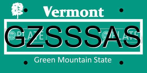 GZSSSAS Vermont License Plate