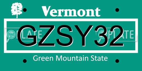 GZSY32 Vermont License Plate