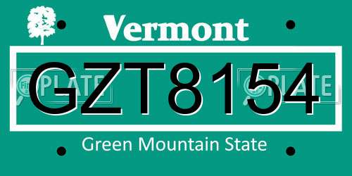 GZT8154 Vermont License Plate