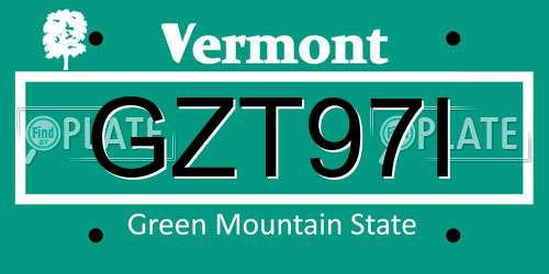 GZT97I Vermont License Plate
