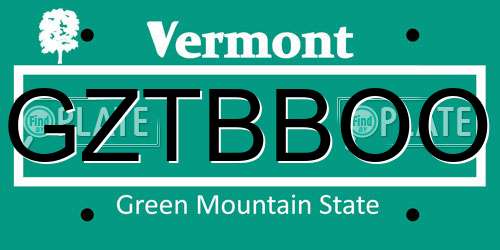GZTBBOO Vermont License Plate
