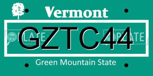 GZTC44 Vermont License Plate