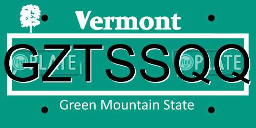 GZTSSQQ Vermont License Plate