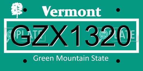 GZX1320 Vermont License Plate