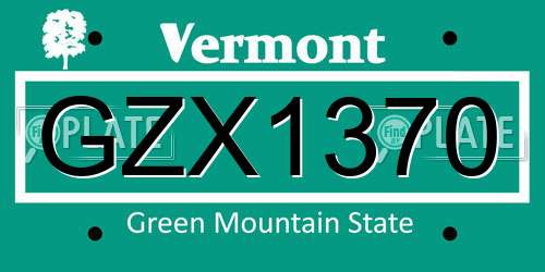 GZX1370 Vermont License Plate