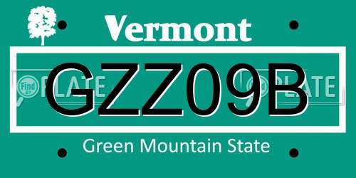 GZZ09B Vermont License Plate