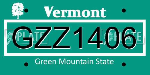GZZ1406 Vermont License Plate