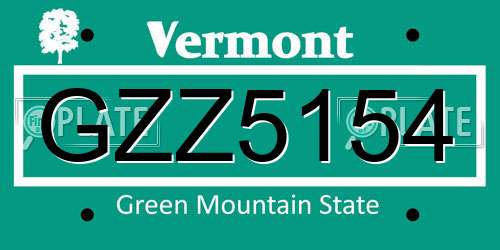 GZZ5154 Vermont License Plate