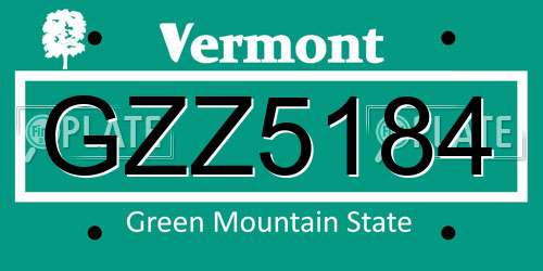 GZZ5184 Vermont License Plate