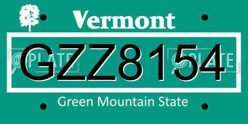 GZZ8154 Vermont License Plate