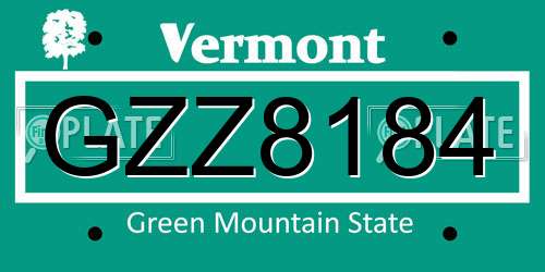 GZZ8184 Vermont License Plate