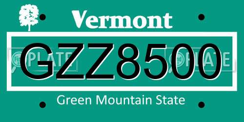 GZZ8500 Vermont License Plate