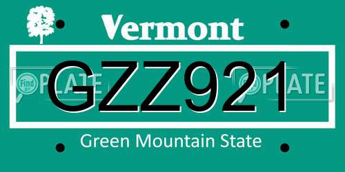 GZZ921 Vermont License Plate