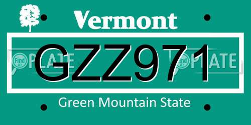 GZZ971 Vermont License Plate