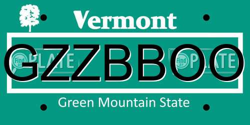 GZZBBOO Vermont License Plate