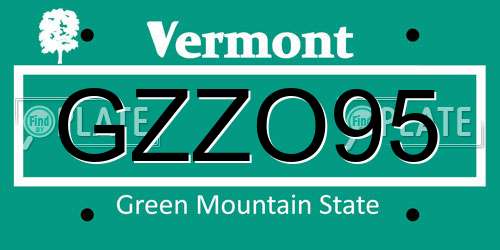GZZO95 Vermont License Plate