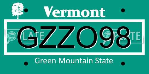 GZZO98 Vermont License Plate