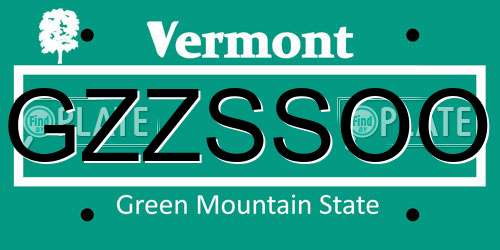 GZZSSOO Vermont License Plate