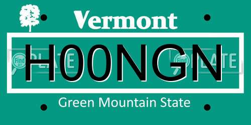 H00NGN Vermont License Plate