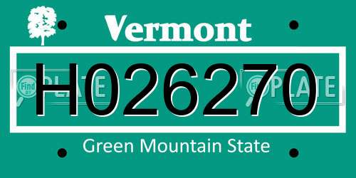 H026270 Vermont License Plate