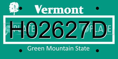 H02627D Vermont License Plate
