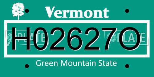 H02627O Vermont License Plate