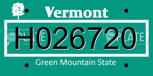 H026720 Vermont License Plate