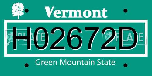 H02672D Vermont License Plate