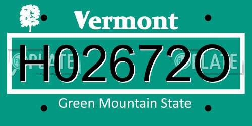H02672O Vermont License Plate